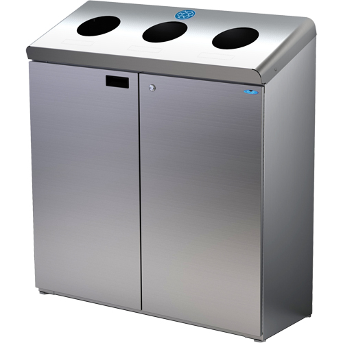 Floor Standing Recycling Station, Bulk, Stainless Steel, 42 gal. R.M.G. Prévention