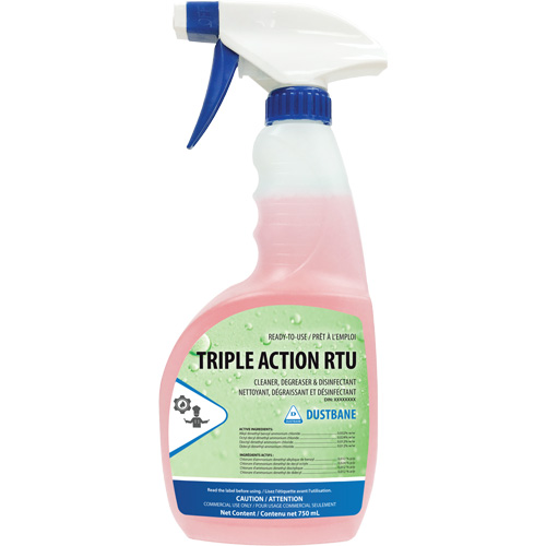Action triple - nettoyant, d&eacute;graissant et d&eacute;sinfectant, 750 ml, Bouteille &agrave; g&acirc;chette R.M.G. Prévention