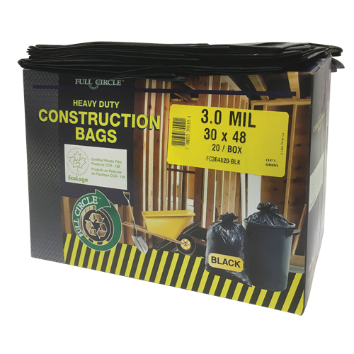 Sacs pour d&eacute;chets pour entrepreneurs, Fort, 30" la x 48" lo, 3 mils, Noir, Capacit&eacute; 113,56 L (30 gal.) R.M.G. Prévention
