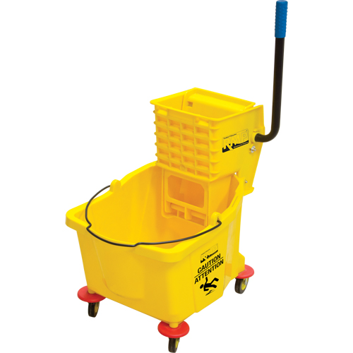 Mop Bucket and Wringer, Side Press, 9.5 US Gal.(38 Quart), Yellow R.M.G. Prévention