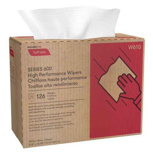 Pro Tuff-Job HP Interfold Popup Wipers, Heavy-Duty, 16-3/4" L x 9-3/4" W R.M.G. Prévention