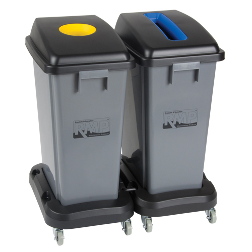 Socle roulant pour contenant &agrave; d&eacute;chets & &agrave; recyclage, Polypropyl&egrave;ne, Noir, Convient aux contenants  R.M.G. Prévention