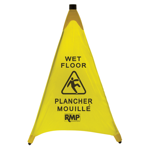 "Wet Floor" Pop-Up Safety Cone, Bilingual with Pictogram R.M.G. Prévention