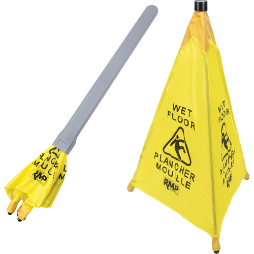 "Wet Floor" Pop-Up Safety Cone, Bilingual with Pictogram R.M.G. Prévention