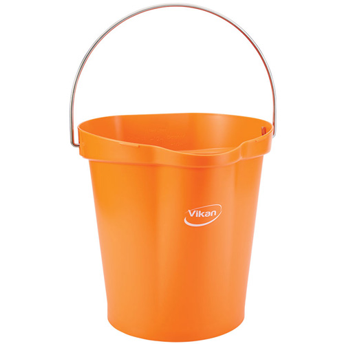 Seau hygi&eacute;nique pour service alimentaire, Tangerine, 3 gal. US R.M.G. Prévention