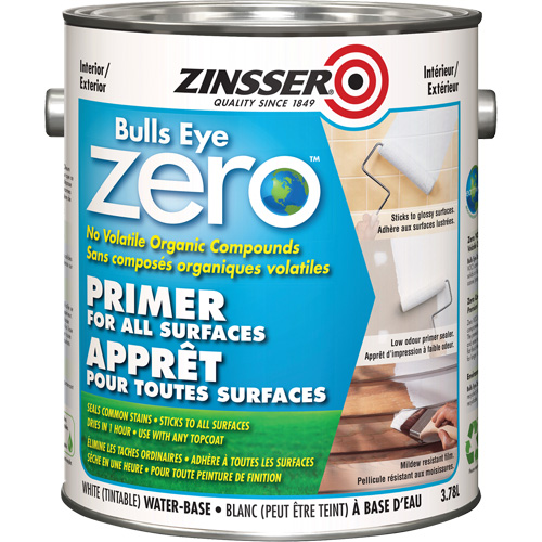 Bulls Eye Zero Low VOC Primer, 3.78 L, Gallon, Tintable White R.M.G. Prévention