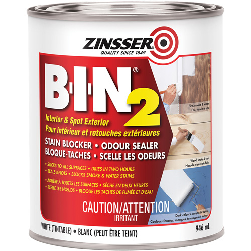 B-I-N&reg; 2 Primer, White, Very Flat, 946 ml, Can R.M.G. Prévention