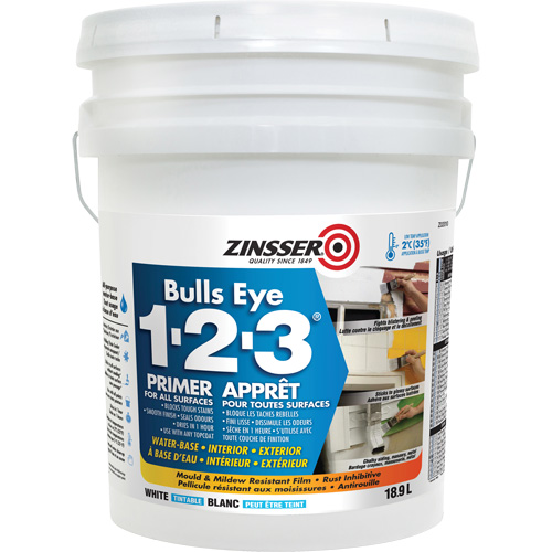 Appr&ecirc;t &agrave; base d'eau Bulls Eye 1-2-3, 18,9 L, Seau, Blanc R.M.G. Prévention