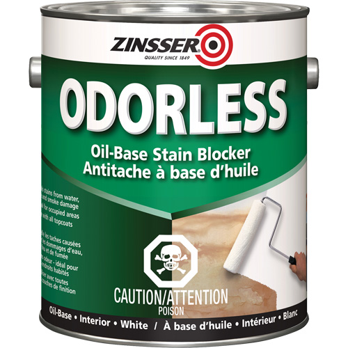Odourless Oil-Base Stain Blocking Primer, White, Very Flat, 3.78 L, Gallon R.M.G. Prévention