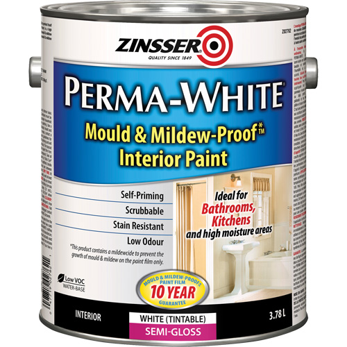 Perma-White&reg; Mold & Mildew-Proof Interior Paint, 3.78 L, Gallon, White R.M.G. Prévention