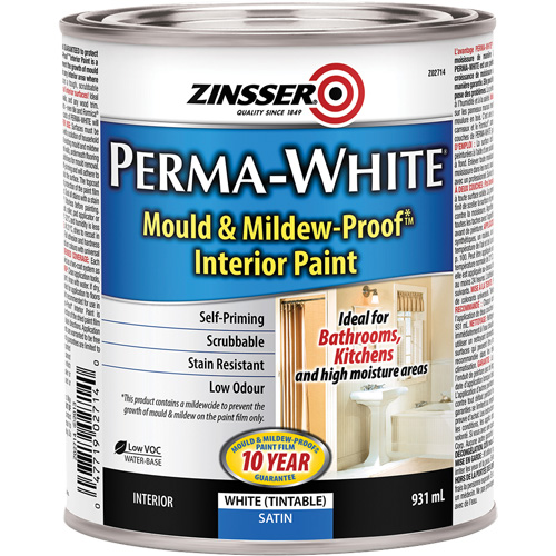 Peinture int&eacute;rieure Mold & Mildew-Proof Perma-White, 931 ml, Canette, Blanc R.M.G. Prévention