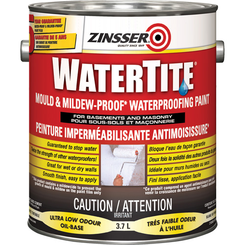 Watertite&reg; Mold & Mildew-Proof Waterproofing Paint, White, Eggshell, 3.78 L, Gallon R.M.G. Prévention