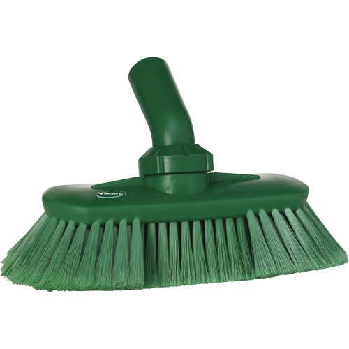 Brosse de lavage aliment&eacute;e en eau et &agrave; angle r&eacute;glable, Soies Doux, Longueur de 9-1/4", Vert R.M.G. Prévention