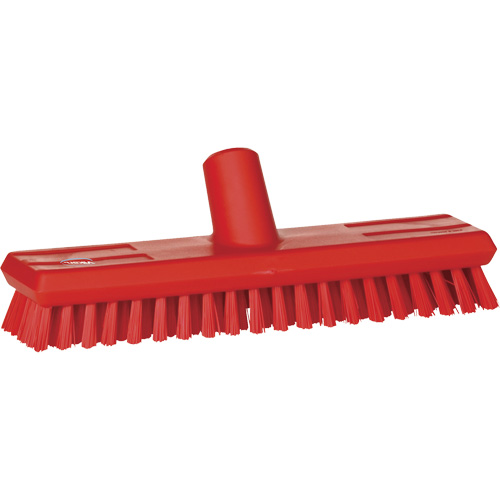 Brosse lave-pont aliment&eacute;e en eau, Crins Extra-ferme, 10-3/4", Polyester, Rouge R.M.G. Prévention