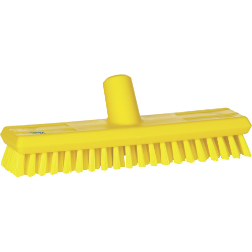 Water-Fed Deck Scrub Brush, X-Coarse Bristles, 10-3/4", Polyester, Yellow R.M.G. Prévention