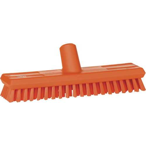 Brosse lave-pont aliment&eacute;e en eau, Crins Extra-ferme, 10-3/4", Polyester, Orange R.M.G. Prévention