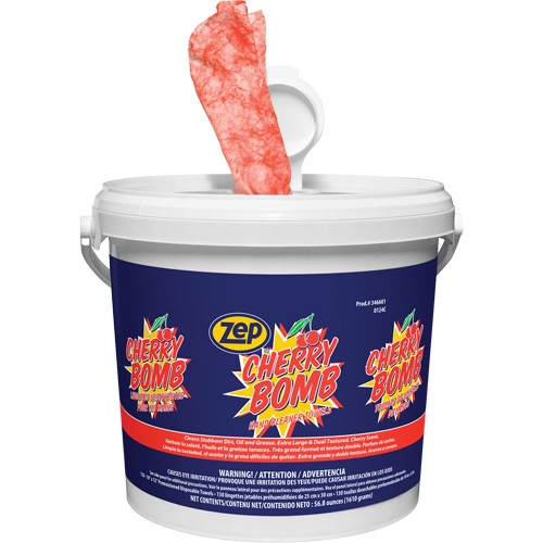 Lingettes nettoyantes surpuissantes pour les mains Cherry Bomb R.M.G. Prévention