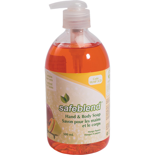 Savon pour les mains & le corps, 500 ml, Mangue papaye, Bouteille R.M.G. Prévention