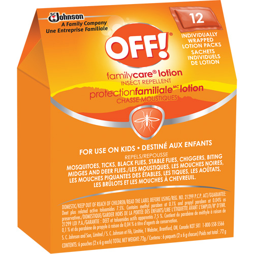 OFF! FamilyCare&reg; Insect Repellent, 7.5% DEET, Lotion, 6 g R.M.G. Prévention