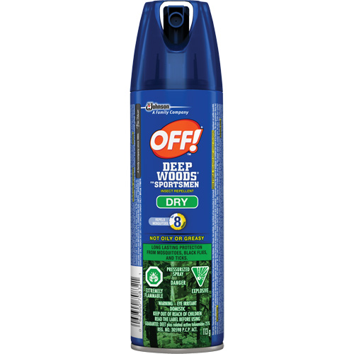 Insectifuge sec pour sportifs Off! R&eacute;gions sauvages, DEET &agrave; 30 %, A&eacute;rosol, 113 g R.M.G. Prévention