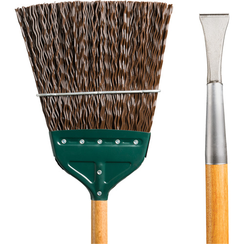 Track & Switch Broom with Heavy-Duty Forged Chisel, Wood Handle, Polypropylene Bristles, 55" L R.M.G. Prévention
