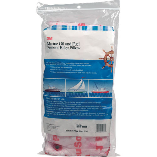 Tampon de fond de cale pour huiles et carburants nautiques, Huile seulement, 15" lo x 7" la, 12,1 gal absorption/pqt R.M.G. Prévention