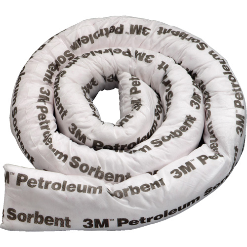 Barri&egrave;re de pollution absorbante double pour produits p&eacute;troliers, Huile seulement, 8' lo x 3" la, Absorption 15,7 gal R.M.G. Prévention