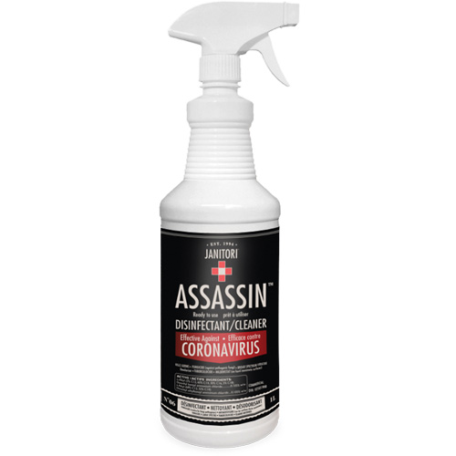 Janitori Assassin Ready-to-Use Disinfectant Cleaner, 1 L, Trigger Bottle R.M.G. Prévention