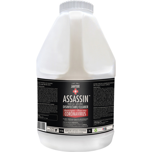 Nettoyant d&eacute;sinfectant pr&ecirc;t &agrave; l'emploi Janitori Assassin, 4 L, Cruche R.M.G. Prévention