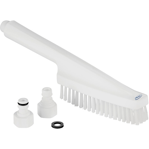 Brosse &agrave; main avec circulation d'eau, Soies Ferme, Longueur de 13", Blanc R.M.G. Prévention