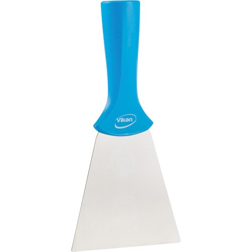 Grattoir en acier inoxydable avec poign&eacute;e montable sur manche, Bleu, 4" la x 8" lo R.M.G. Prévention