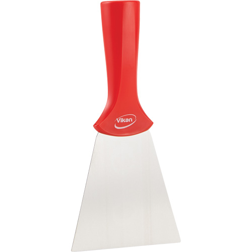 Grattoir en acier inoxydable avec poign&eacute;e montable sur manche, Rouge, 4" la x 8" lo R.M.G. Prévention
