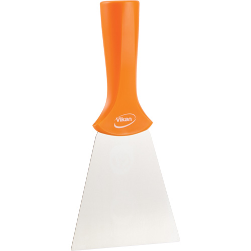 Grattoir en acier inoxydable avec poign&eacute;e montable sur manche, Orange, 4" la x 8" lo R.M.G. Prévention