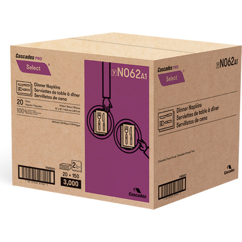 Pro Select&reg; 1/8 Fold Dinner Napkin, 2 Ply, 15" x 16" R.M.G. Prévention
