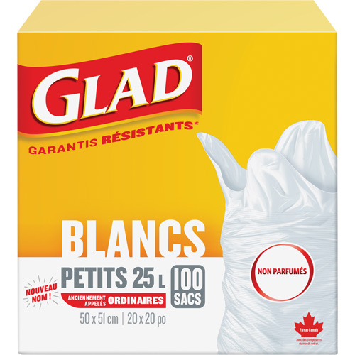 Small 25L Unscented Garbage Bags, Regular, 20" W x 20" L, White R.M.G. Prévention