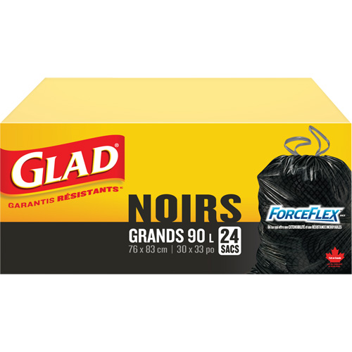 Sacs &agrave; ordures 90 L, R&eacute;gulier, 30" la x 33" lo, Noir R.M.G. Prévention