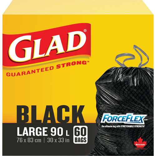 90L Garbage Bags, Regular, 30" W x 33" L, Black R.M.G. Prévention