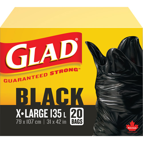 Sacs &agrave; ordures 135 L, R&eacute;gulier, 31" la x 42" lo, Noir R.M.G. Prévention