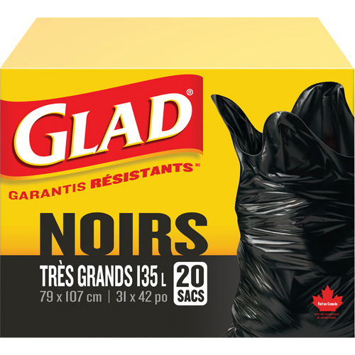 Sacs &agrave; ordures 135 L, R&eacute;gulier, 31" la x 42" lo, Noir R.M.G. Prévention
