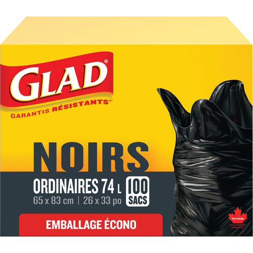 Sacs &agrave; ordures 74 L, R&eacute;gulier, 26" la x 33" lo, Noir R.M.G. Prévention