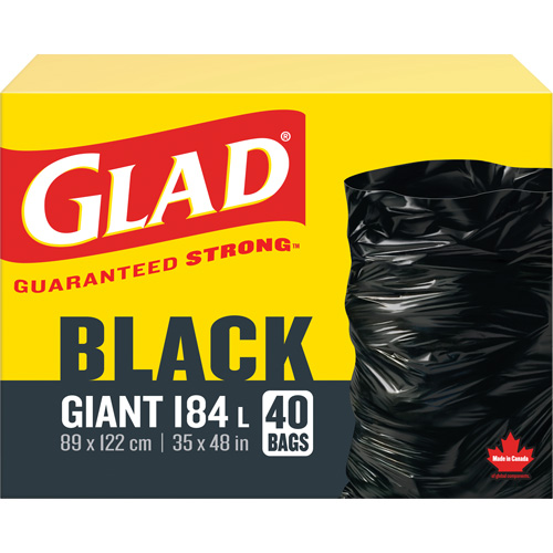 Sacs &agrave; ordures 184 L, R&eacute;gulier, 35" la x 48" lo, Noir R.M.G. Prévention