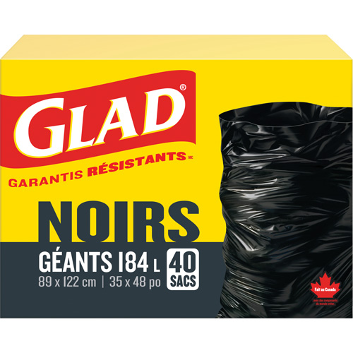 Sacs &agrave; ordures 184 L, R&eacute;gulier, 35" la x 48" lo, Noir R.M.G. Prévention