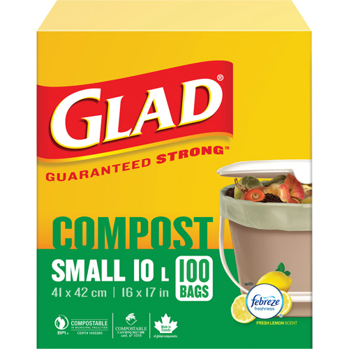 Small Compostable Bags, Regular, 17" L x 16" W, Brown, 10 L (3 Gal.) Capacity R.M.G. Prévention