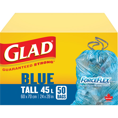 45L Recycling Bags, Regular, 24" W x 28" L, Blue R.M.G. Prévention