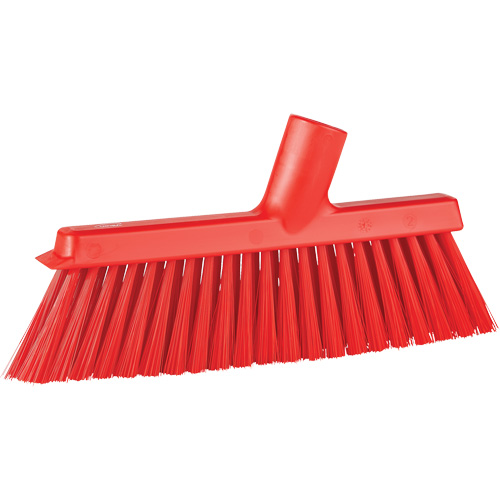 Balai biseaut&eacute; avec pas de vis inclin&eacute;, Crins Moyen, 10", Polyester, Rouge R.M.G. Prévention