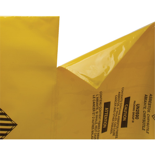 Doublures pour d&eacute;chets dangereux, Amiante, 40" lo x 26" la, 3 mils R.M.G. Prévention