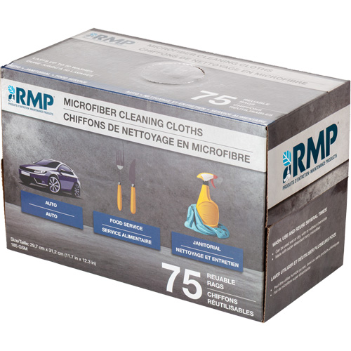 Chiffons lavables pour le nettoyage, Microfibre, Blanc R.M.G. Prévention