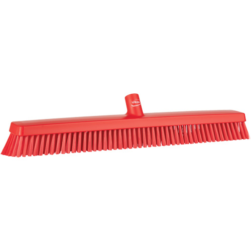 Heavy-Duty Push Broom, Fine/Stiff Bristles, 24", Red R.M.G. Prévention