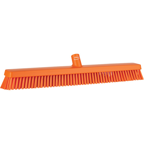 Heavy-Duty Push Broom, Fine/Stiff Bristles, 24", Orange R.M.G. Prévention