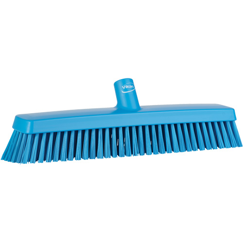 Push Broom Head, Fine/Stiff Bristles, 16-1/2", Polyester/Polypropylene, Blue R.M.G. Prévention